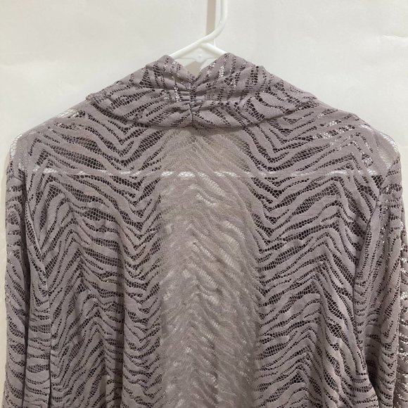 NWOT Susan Graver Women's Stretch Lace Cardigan Open Front 3/4 Sleeve Gray XXL - Picture 4 of 8